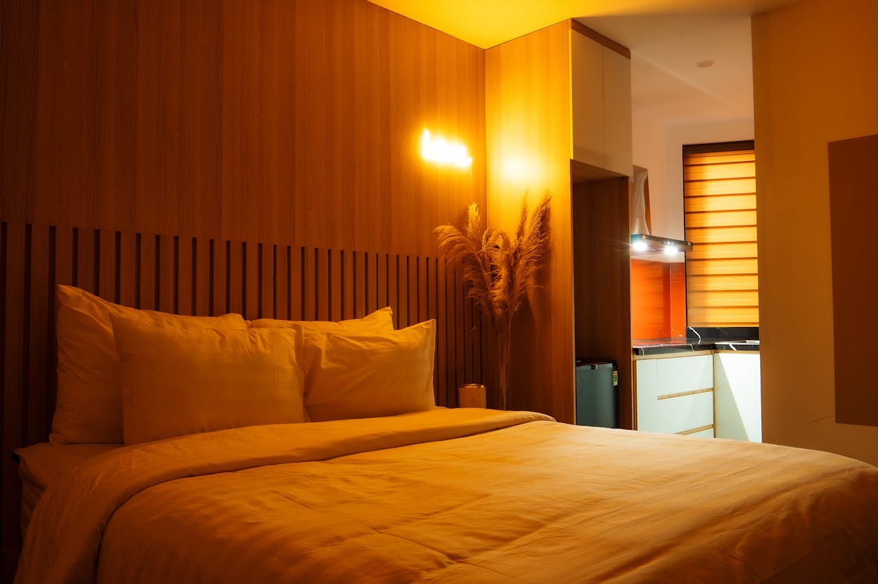 Pastel color scheme in bedroom